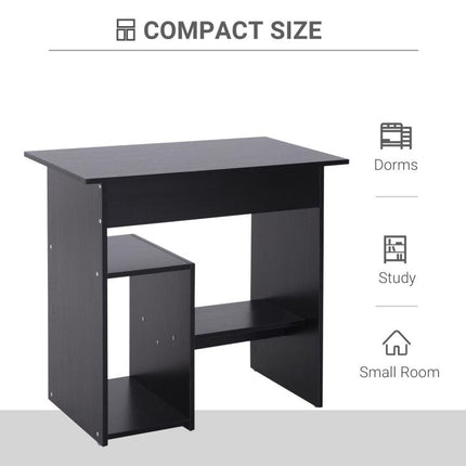 Compact Small Computer Table Wooden Desk Keyboard Tray Storage Shelf Corner (BLACK)