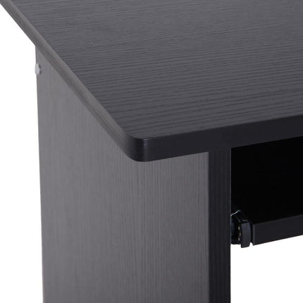 Compact Small Computer Table Wooden Desk Keyboard Tray Storage Shelf Corner (BLACK)
