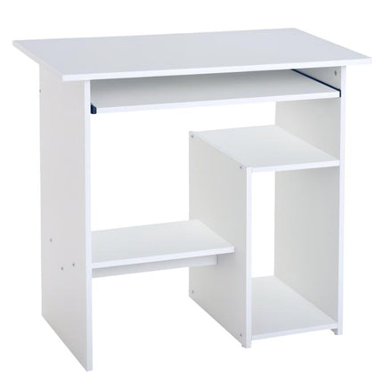 Compact Small Computer Table Wooden Desk Keyboard Tray Storage Shelf Corner (WHITE)
