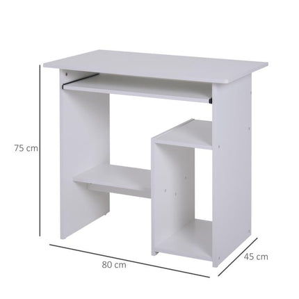 Compact Small Computer Table Wooden Desk Keyboard Tray Storage Shelf Corner (WHITE)