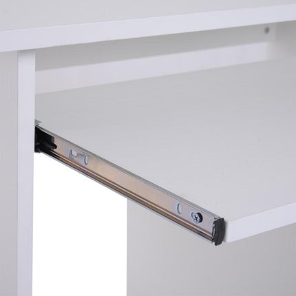 Compact Small Computer Table Wooden Desk Keyboard Tray Storage Shelf Corner (WHITE)