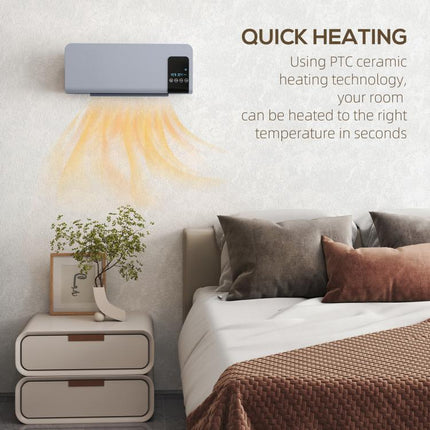 2000W Wall Mounted Heater, 18-45 DegreesC Temperature, Grey