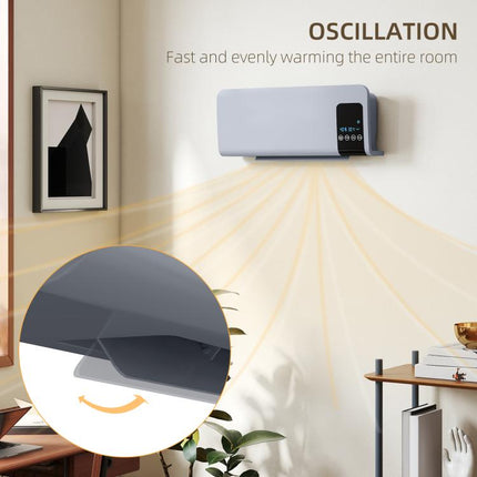 2000W Wall Mounted Heater, 18-45 DegreesC Temperature, Grey