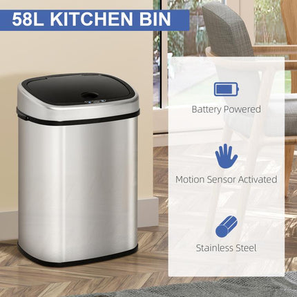 Keep Kitchen Waste Hands-Free – 58L Stainless Steel Sensor Bin