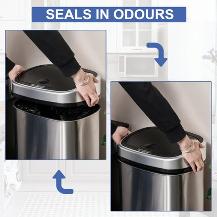 Keep Kitchen Waste Hands-Free – 58L Stainless Steel Sensor Bin