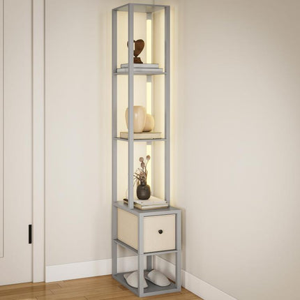 LED Floor Lamp with Storage Shelves, Modern Lighting