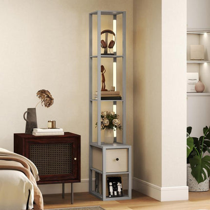LED Floor Lamp with Storage Shelves, Modern Lighting