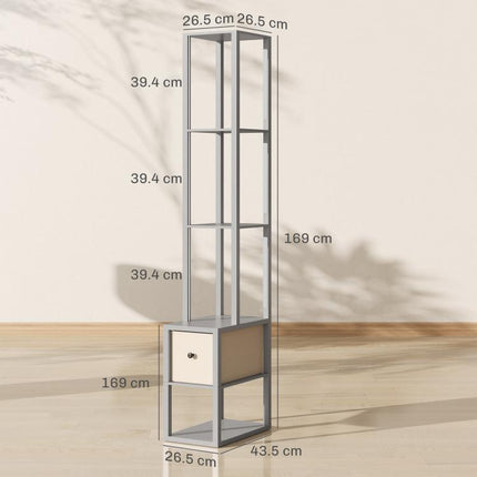 LED Floor Lamp with Storage Shelves, Modern Lighting