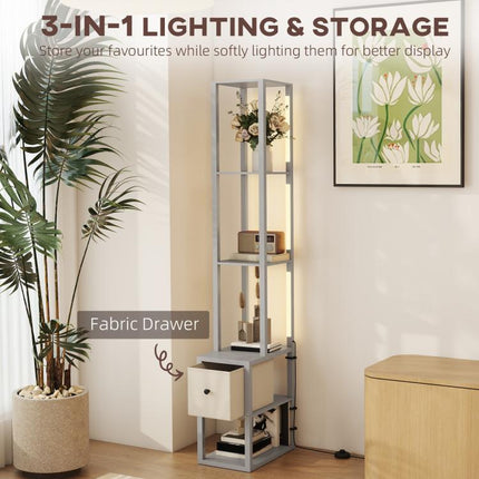 LED Floor Lamp with Storage Shelves, Modern Lighting