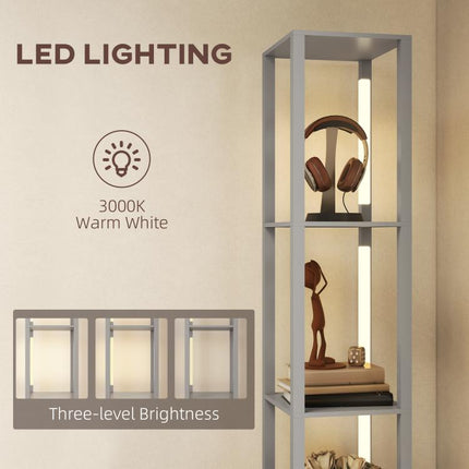 LED Floor Lamp with Storage Shelves, Modern Lighting