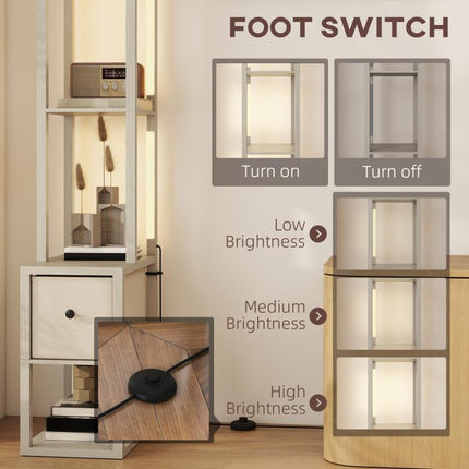 LED Floor Lamp with Storage Shelves, Modern Lighting
