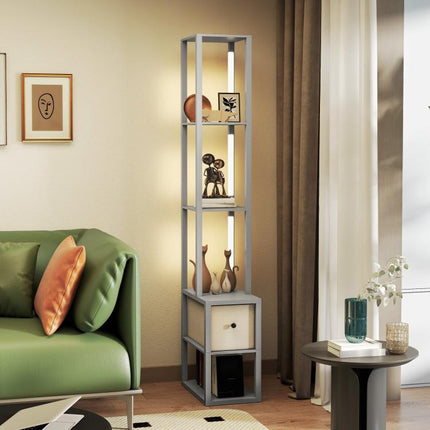LED Floor Lamp with Storage Shelves, Modern Lighting
