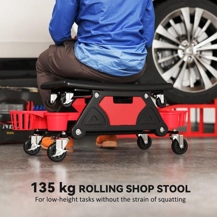 135kg Rolling Mechanic Stool with Tool Storage