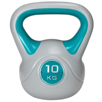 Kettlebell, 10kg Kettle Bells with Handle for Home Gym Weight Lifting and Strength Training, Light Blue and Grey