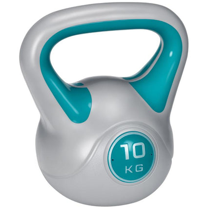 Kettlebell, 10kg Kettle Bells with Handle for Home Gym Weight Lifting and Strength Training, Light Blue and Grey