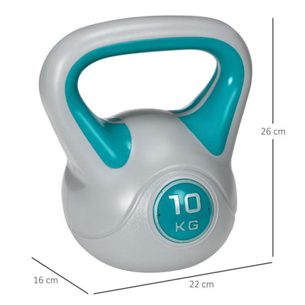 Kettlebell, 10kg Kettle Bells with Handle for Home Gym Weight Lifting and Strength Training, Light Blue and Grey