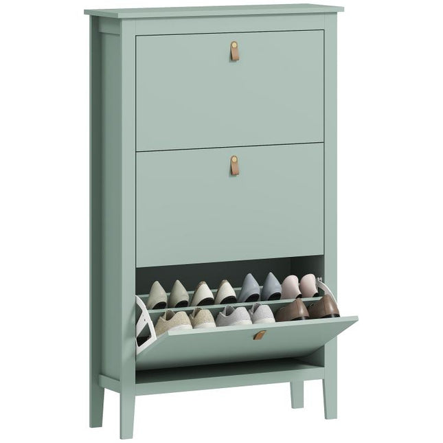 Modern Three-Drawer Shoe Cabinet - Green