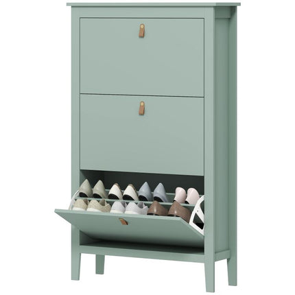 Modern Three-Drawer Shoe Cabinet - Green
