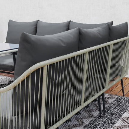 Six-Piece Rattan Strong Garden Sofa Set - Grey