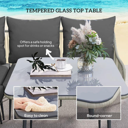 Six-Piece Rattan Strong Garden Sofa Set - Grey
