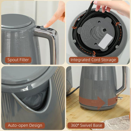 Discover a Smarter Everyday Essential: Give Your Kitchen an Everyday Upgrade – Grey Kettle and Toaster Set