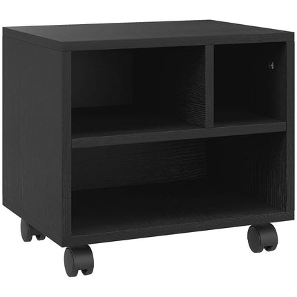 Discover a Smarter Everyday Essential: Keep Your Workspace Organised – Black 3-Compartment Printer Cabinet on Wheels