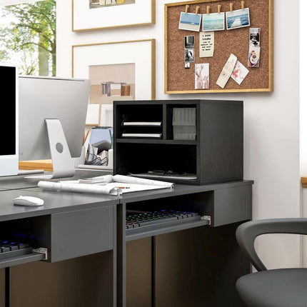 Discover a Smarter Everyday Essential: Keep Your Workspace Organised – Black 3-Compartment Printer Cabinet on Wheels