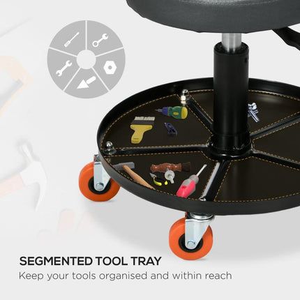 Keep Tools Within Reach – Adjustable Rolling Workshop Stool