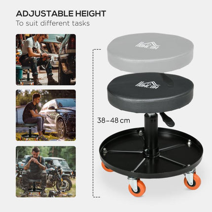 Keep Tools Within Reach – Adjustable Rolling Workshop Stool