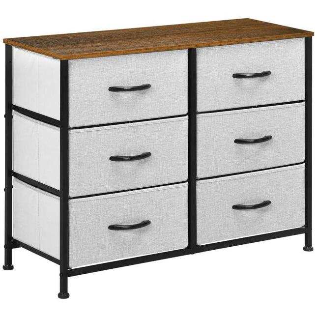 Clear Clutter with Six Handy Drawers – Grey Fabric Chest of Drawers