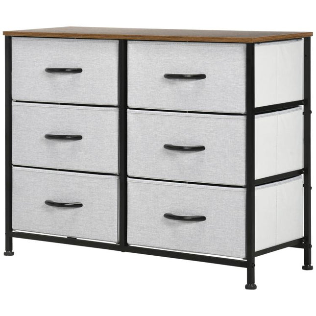 Clear Clutter with Six Handy Drawers – Grey Fabric Chest of Drawers