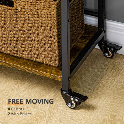 3-Tier Printer Stand Rolling Utility Cart with Lockable Wheels, Rustic Brown