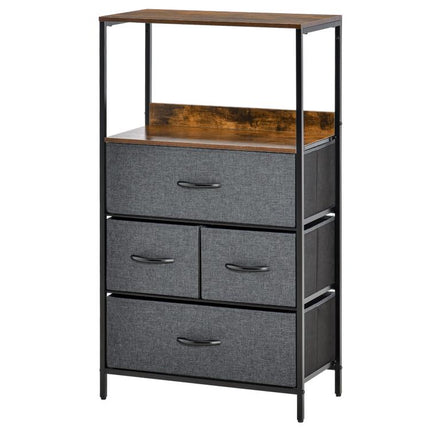 4 Drawer Storage Chest Unit Home Cabinet w/ Shelves Home Living Room Bedroom Entryway Living Furniture, Black