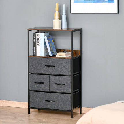 4 Drawer Storage Chest Unit Home Cabinet w/ Shelves Home Living Room Bedroom Entryway Living Furniture, Black
