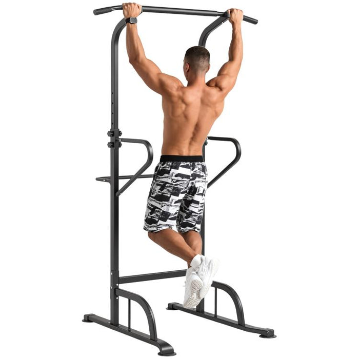 Power Tower Dip Station Pull Up Bar Multi-Function Push Up Equipment with Adjustable Height for Home Gym Strength Training Workout Fitness