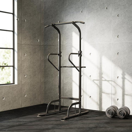 Power Tower Dip Station Pull Up Bar Multi-Function Push Up Equipment with Adjustable Height for Home Gym Strength Training Workout Fitness