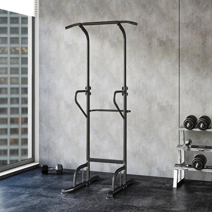 Power Tower Dip Station Pull Up Bar Multi-Function Push Up Equipment with Adjustable Height for Home Gym Strength Training Workout Fitness