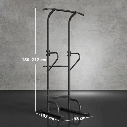 Power Tower Dip Station Pull Up Bar Multi-Function Push Up Equipment with Adjustable Height for Home Gym Strength Training Workout Fitness