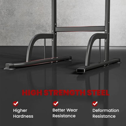 Power Tower Dip Station Pull Up Bar Multi-Function Push Up Equipment with Adjustable Height for Home Gym Strength Training Workout Fitness