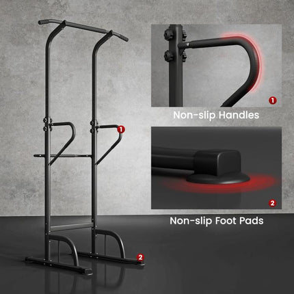 Power Tower Dip Station Pull Up Bar Multi-Function Push Up Equipment with Adjustable Height for Home Gym Strength Training Workout Fitness