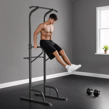 Power Tower Dip Station Pull Up Bar Multi-Function Push Up Equipment with Adjustable Height for Home Gym Strength Training Workout Fitness