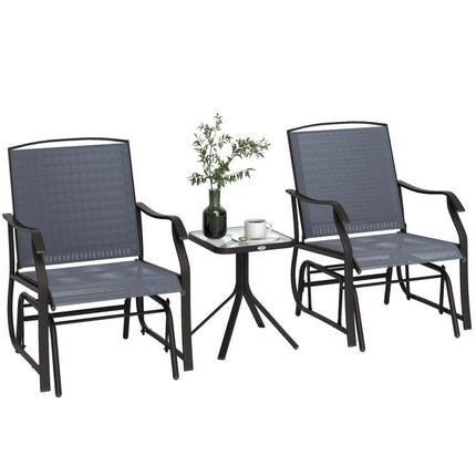 2-Seater Glider Rocking Chair and Table Set, Garden Patio Bistro Furniture Set