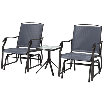 2-Seater Glider Rocking Chair and Table Set, Garden Patio Bistro Furniture Set