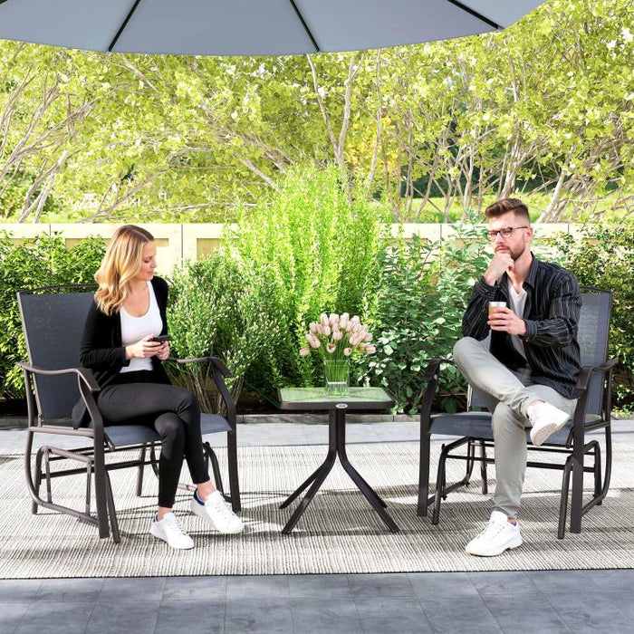 2-Seater Glider Rocking Chair and Table Set, Garden Patio Bistro Furniture Set