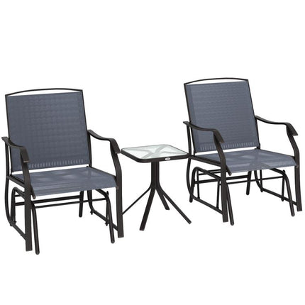 2-Seater Glider Rocking Chair and Table Set, Garden Patio Bistro Furniture Set