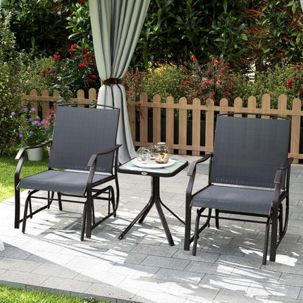 2-Seater Glider Rocking Chair and Table Set, Garden Patio Bistro Furniture Set