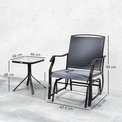 2-Seater Glider Rocking Chair and Table Set, Garden Patio Bistro Furniture Set