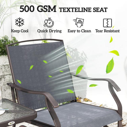 2-Seater Glider Rocking Chair and Table Set, Garden Patio Bistro Furniture Set