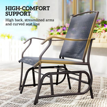 2-Seater Glider Rocking Chair and Table Set, Garden Patio Bistro Furniture Set