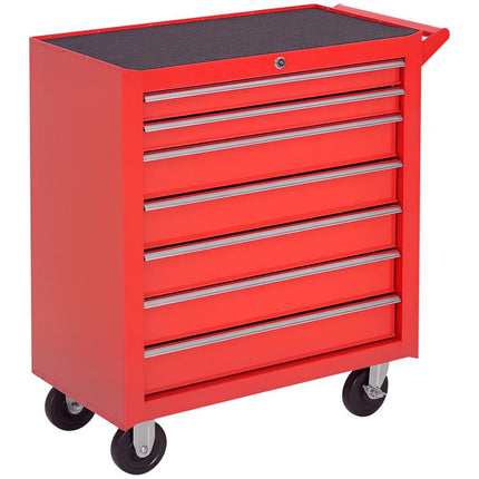 Roller Tool Cabinet 7 Drawers Storage Chest Box Swivel Garage Workshop Red